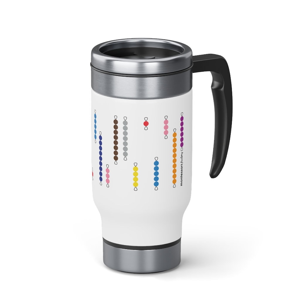 Montessori Beads Rain Stainless Steel Travel Mug With Handle, 14oz