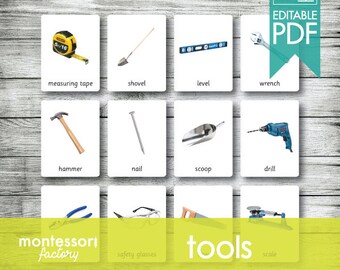 Nomenclatuurkaarten voor Montessori-tools (bewerkbare pdf)