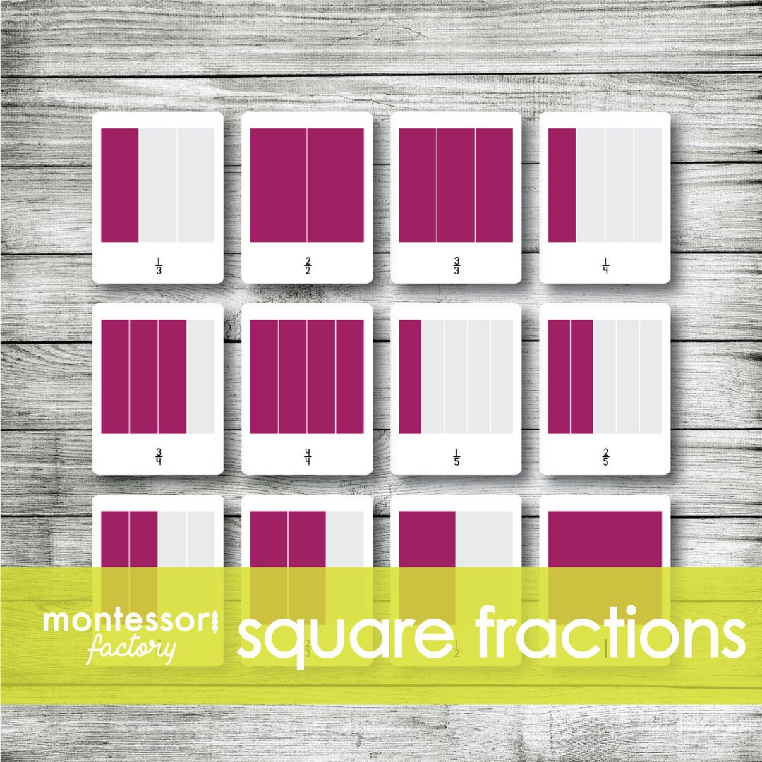 Montessori Square Fractions 3-part Cards • Educational Math Material ...