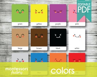 COULEURS • Cartes Montessori • Cartes Flash • Cartes en trois parties • Cartes de nomenclature • Matériel pédagogique • Imprimable Montessori • PDF éditable