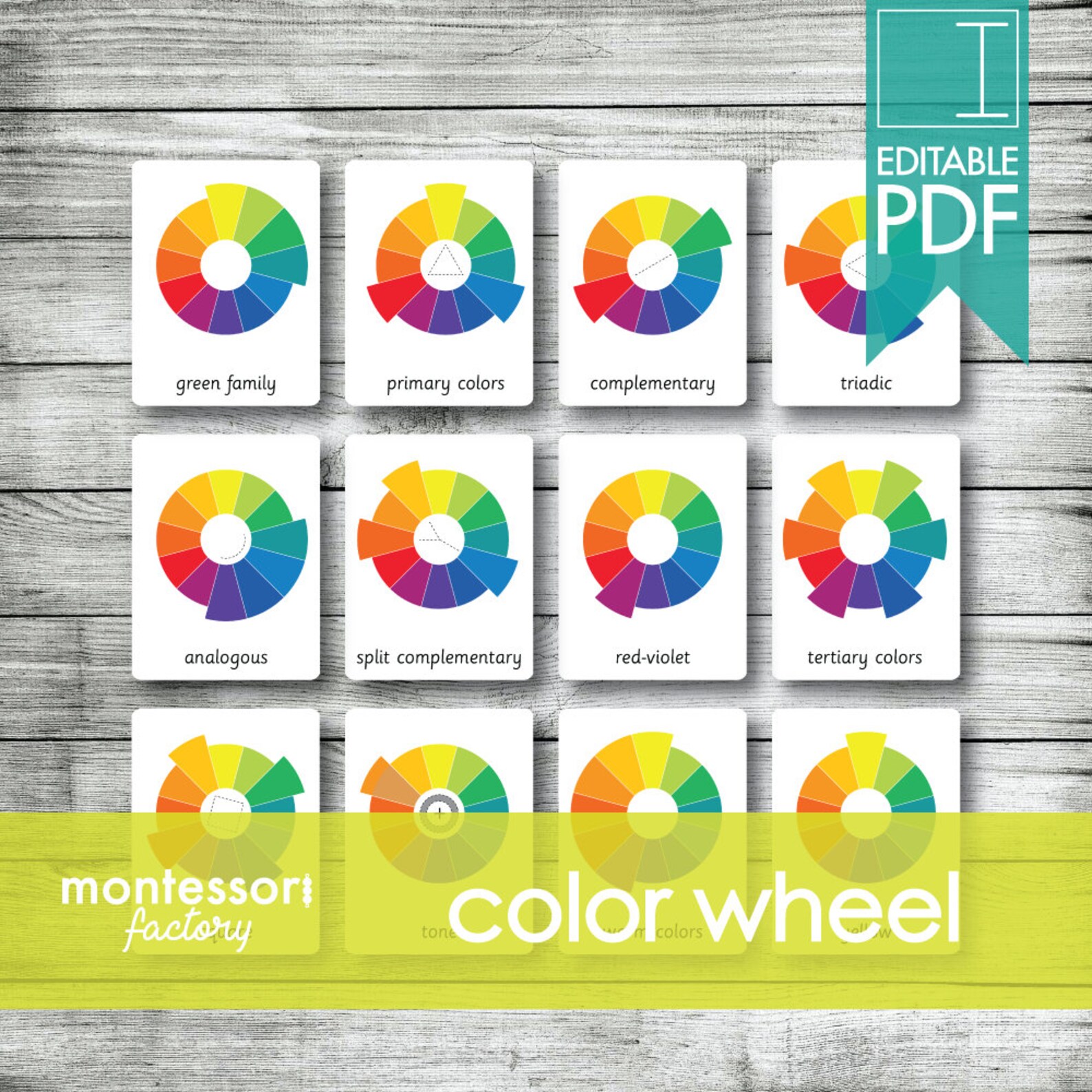 COLOR WHEEL THEORY Montessori Cards Flash Cards Three Etsy