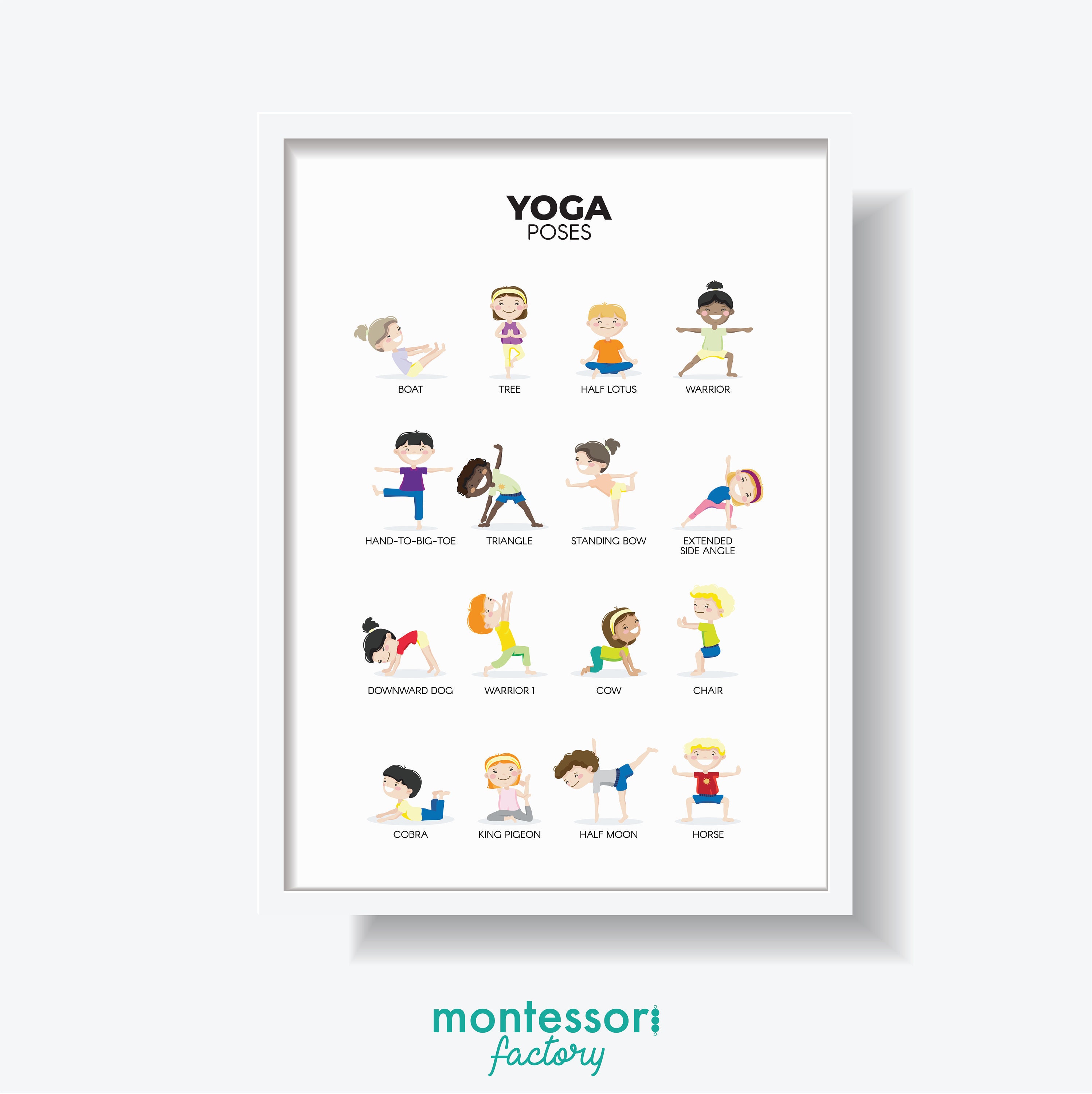 Yoga Poses Posters, Sturdy and Both Side Laminated, Yoga Educational Posters  for Parents and Kids