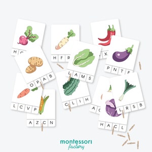 CARTA INÍCIO Som • VEGETAIS • Clip Cards Montessori • Material Educacional • Montessori para Impressão • Pdf Editável