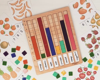 Wooden Montessori Graph Builder Board | Maple Wood Math Toy, Data Visualization Resource
