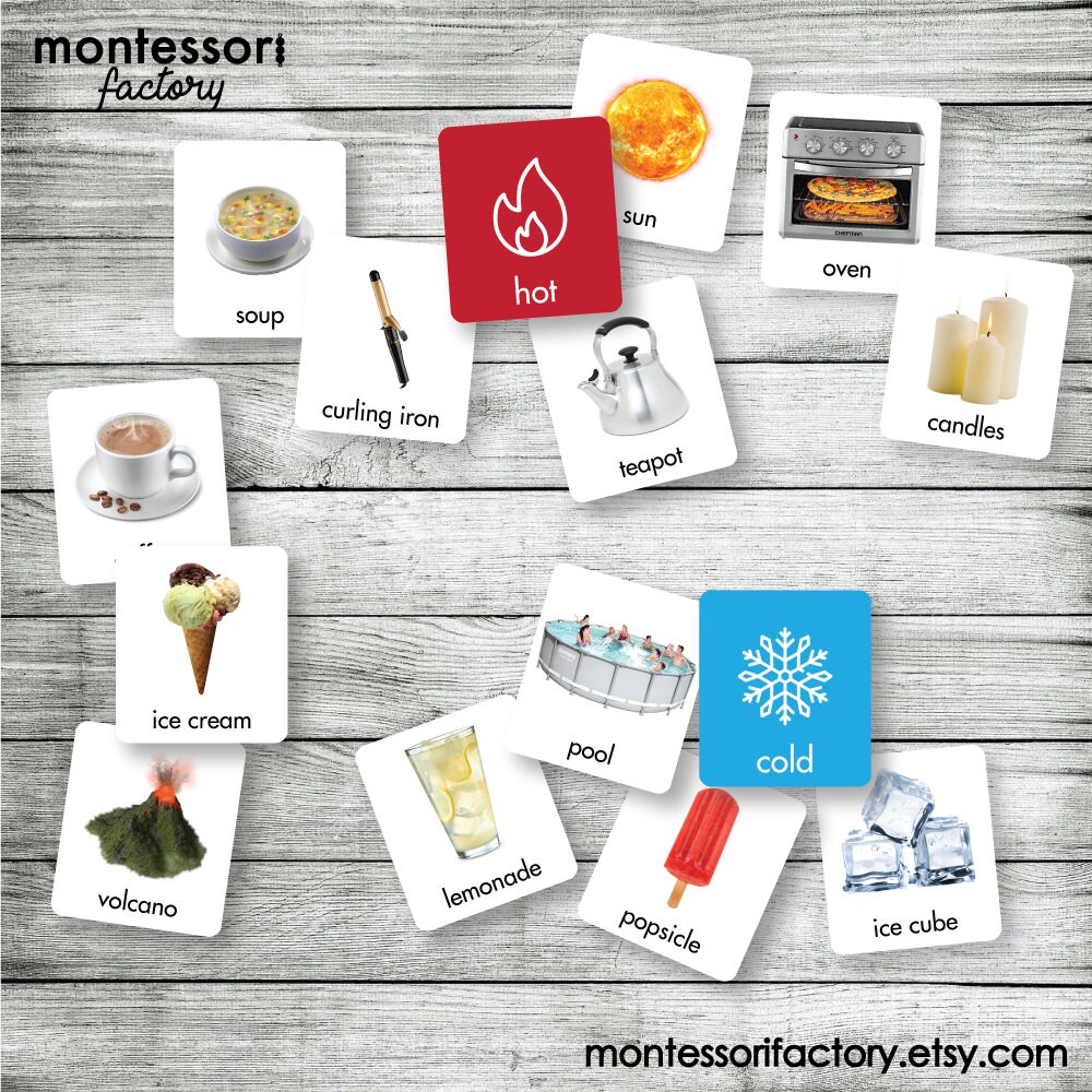 Montessori Hot Cold Sorting Cards, Educational Matching Activity ...