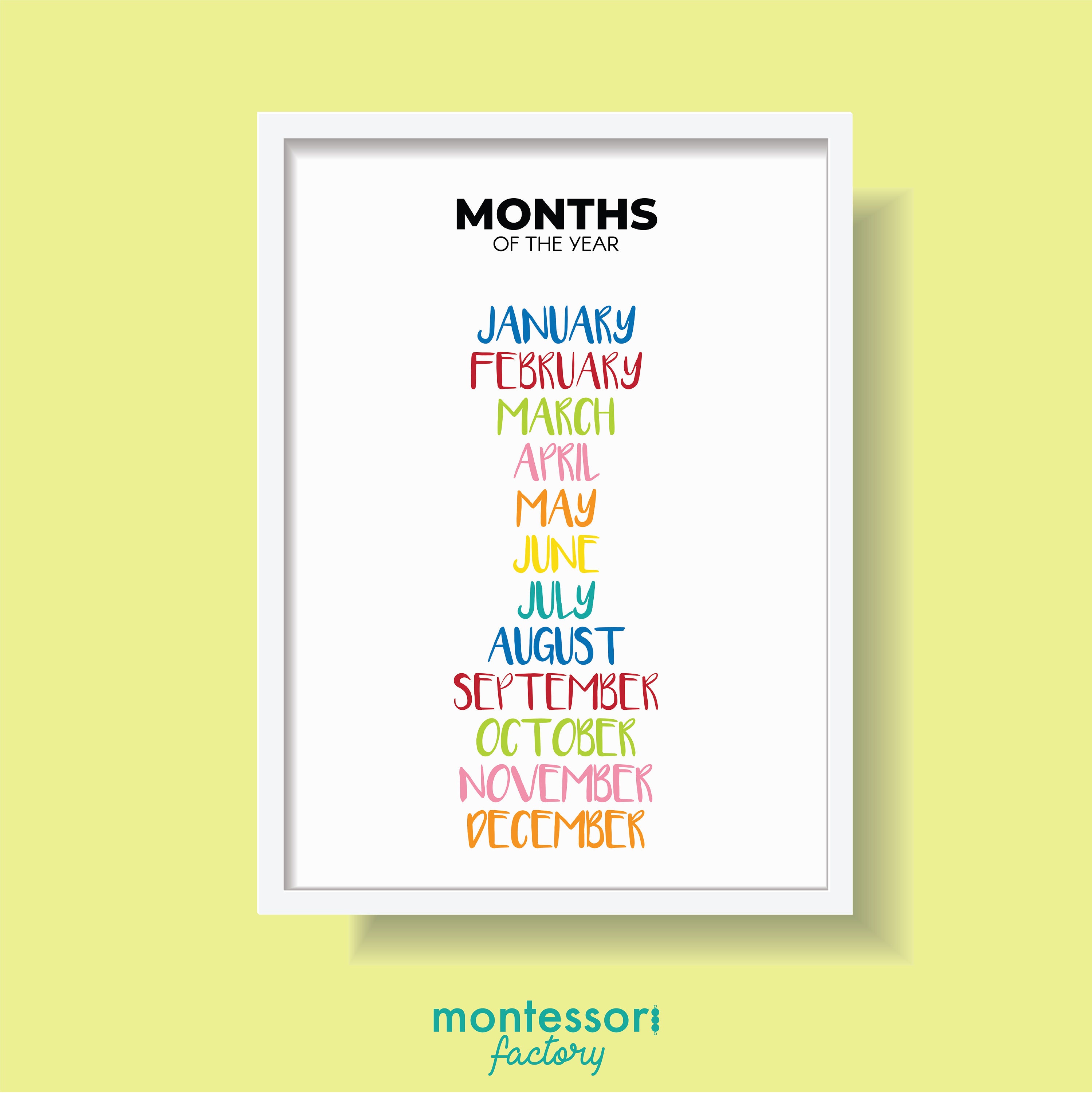 Months of the Year Poster | Montessori Educational Print (digital ...