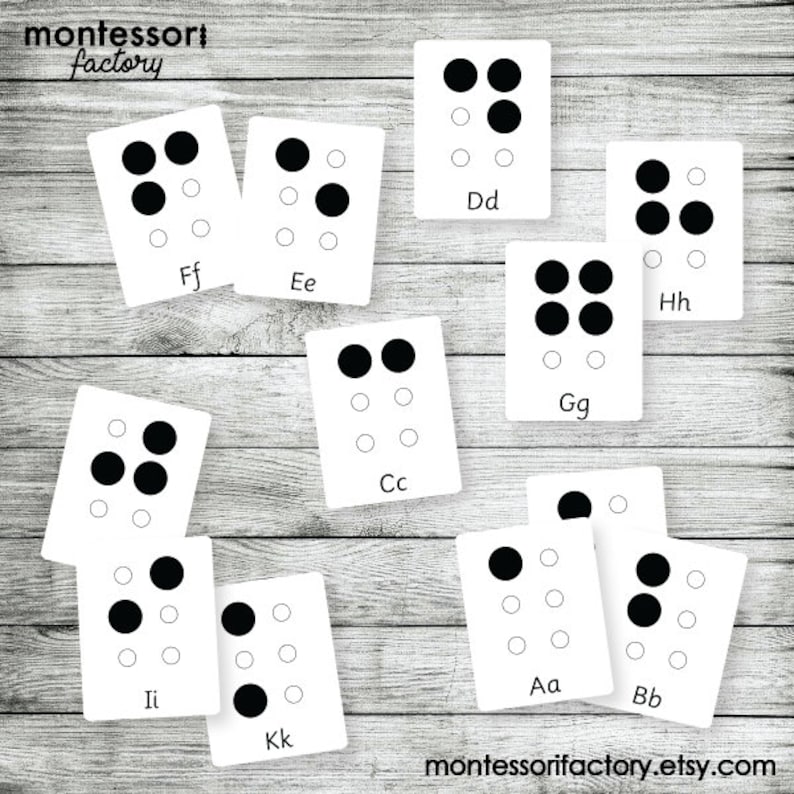 BRAILLE SYSTEM Montessori Cards Flash Cards Three Part Etsy