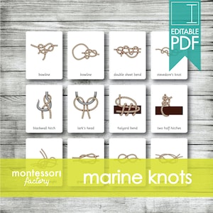 NUDOS DE CUERDA MARINA • Tarjetas Montessori • Tarjetas Flash • Tarjetas de Tres Partes • Tarjetas de Nomenclatura • Material Educativo • Montessori Imprimible