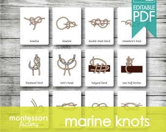 MARINE ROPE KNOTS • Montessori Cards • Flash Cards • Three Part Cards • Nomenclature Cards • Educational Material • Montessori Printable