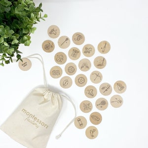 SPORT • Houten Munten • Houten Schijven • Montessori Educatief Speelgoed • Memory Game • Kousenvullers voor kinderen • Flash Cards