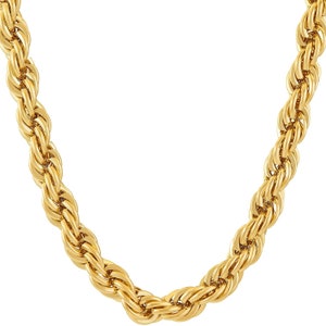 24k Gold Rope Chain Necklace Jewelry for Men Women 22&quot; 24&quot; Father&#39;s Day 7mm