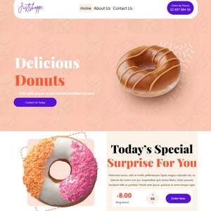 May include: A white donut with pink and orange sprinkles, a today's special offer for a ring donut for £8.00, and the text "Today's Special Surprise For You".