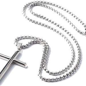 Jesus Necklace Crucifix Necklace 14k White Gold Minimalist Men Women Birthday Cross Birthday Gift Father Son Brother