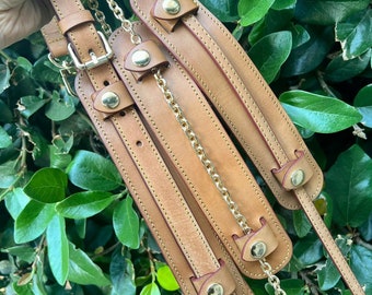 Shoulder Pad for Strap Set Options- Vachetta Leather Custom Honey Handmade Patinas - For Vintage Pochette PM MM GM Neverfull luxury Purses