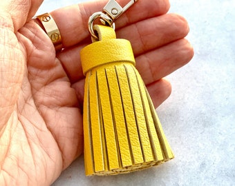 REAL Leather Tassel Keychain Handbag Charm Handmade from Top quality Real Leather - Bag Charm Accessory - Leather Tassel for Bag - Colors
