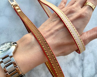 Wristlet Leather Strap Replacement For Pochette - Clutch - Wallet - Natural Vachetta or Honey Tanning Handcrafted Patina - keychain key fob