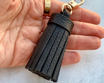 Genuine Leather Tassel Keychain Handbag Charm Handmade from Top quality Real Leather - Bag Charm Accessory - Leather Tassel for Bag - Colors