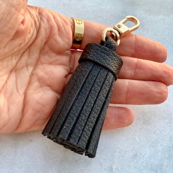 Genuine Leather Tassel Keychain Handbag Charm Handmade from Top quality Real Leather - Bag Charm Accessory - Leather Tassel for Bag - Colors