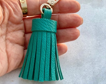 Genuine Leather Tassel Keychain Handbag Charm Handmade from Top quality Real Leather - Bag Charm Accessory - Leather Tassel for Bag - Colors