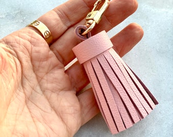 Genuine Leather Tassel Keychain Handbag Charm Handmade from Top quality Real Leather - Bag Charm Accessory - Leather Tassel for Bag - Colors