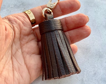 Genuine Leather Tassel Keychain Handbag Charm Handmade from Top quality Real Leather - Bag Charm Accessory - Leather Tassel for Bag - Colors