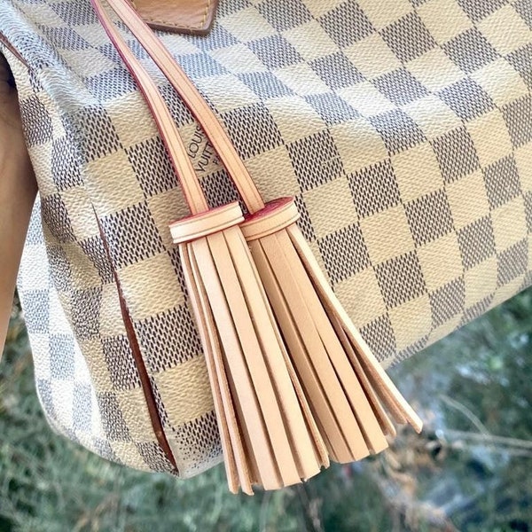 Vachetta Leather Long Double Tassel Bag Charm- Natural Vachetta - For Pochette - Clutch- Hand Bag / Tassel - Charm- double ended Tassel