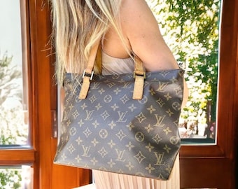 Authentic LOUIS VUITTON Tote Bag Cabas Piano Vintage Monogram Canvas  Brown LV Shoulder handbag Gently Pre 0wned  lv VI0012 Made in France
