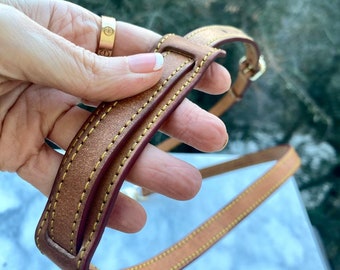 Vachetta Leather Adjustable Crossbody - Shoulder Pad - Real Leather - Honey Tanning Handmade Patina - Strap for GM Vintage Bags