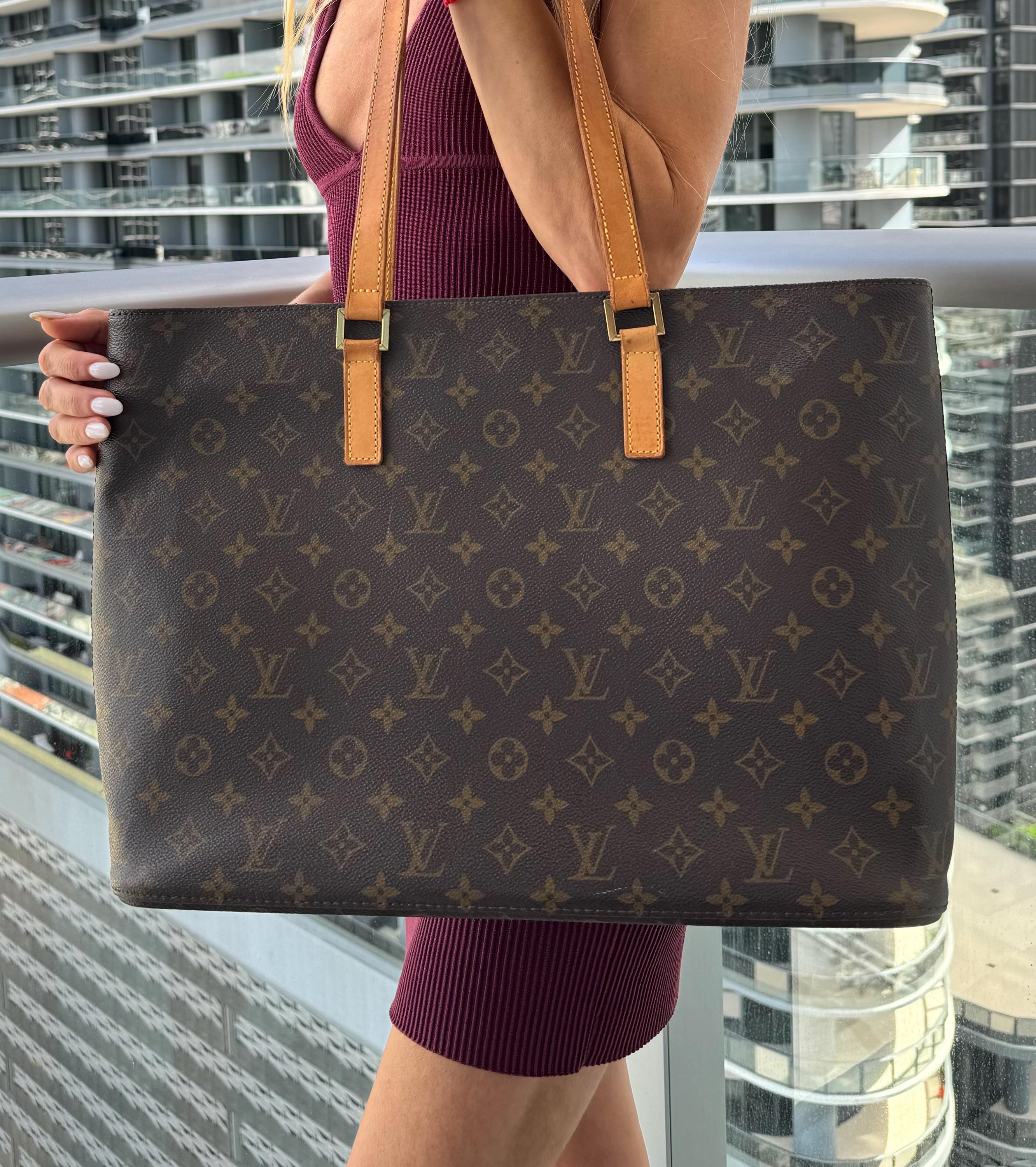 Authentic LOUIS VUITTON Vintage Luco Tote Bag Monogram Brown Logo
