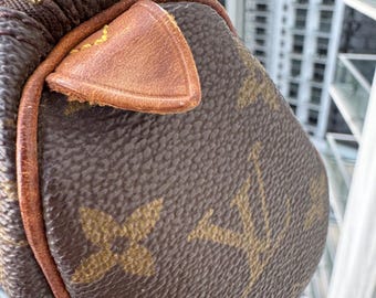 Authentic LOUIS VUITTON Mini Speedy Handbag Monogram Canvas Brown