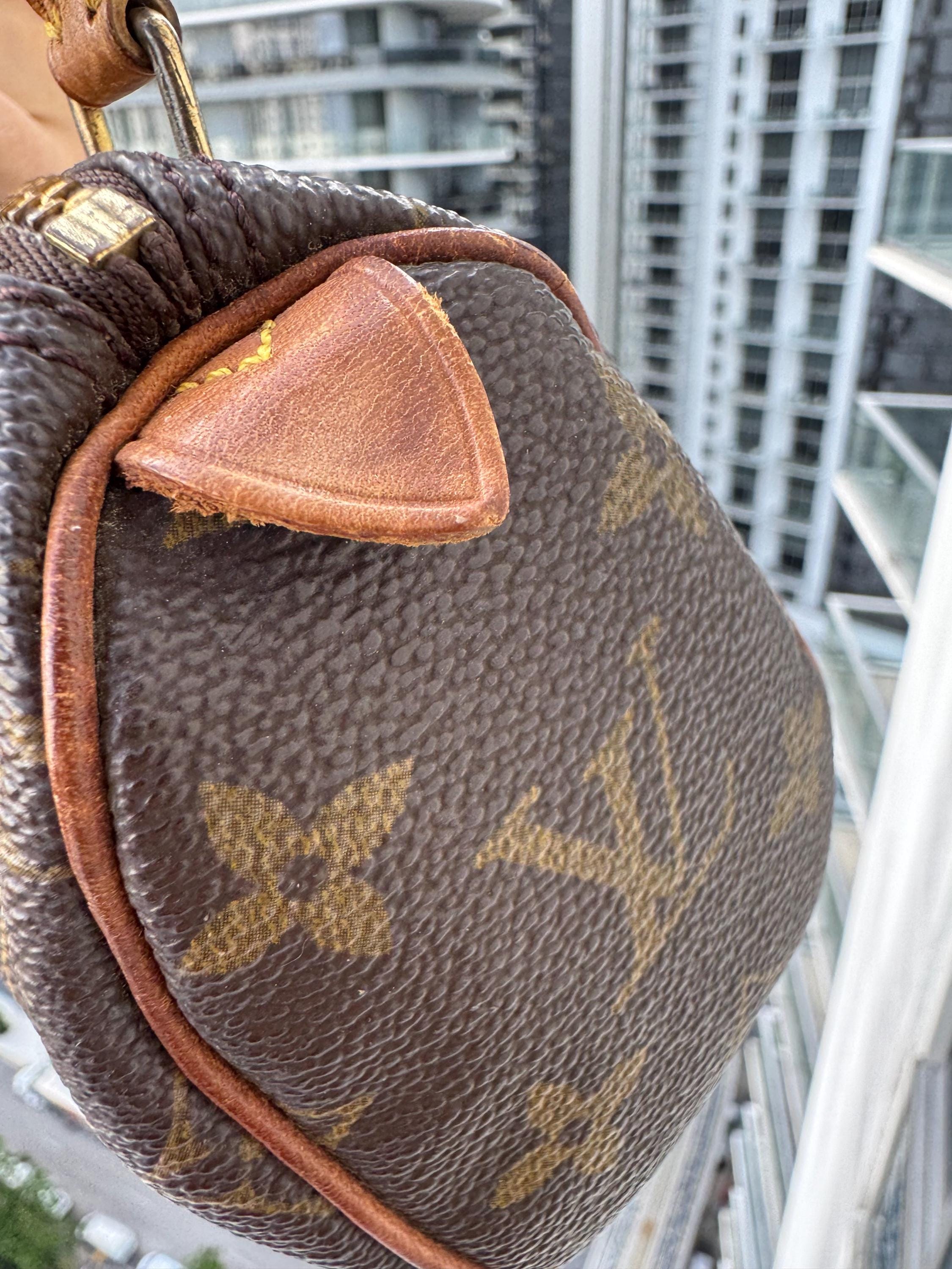 Authentic LOUIS VUITTON Mini Speedy Handbag Monogram Canvas Brown