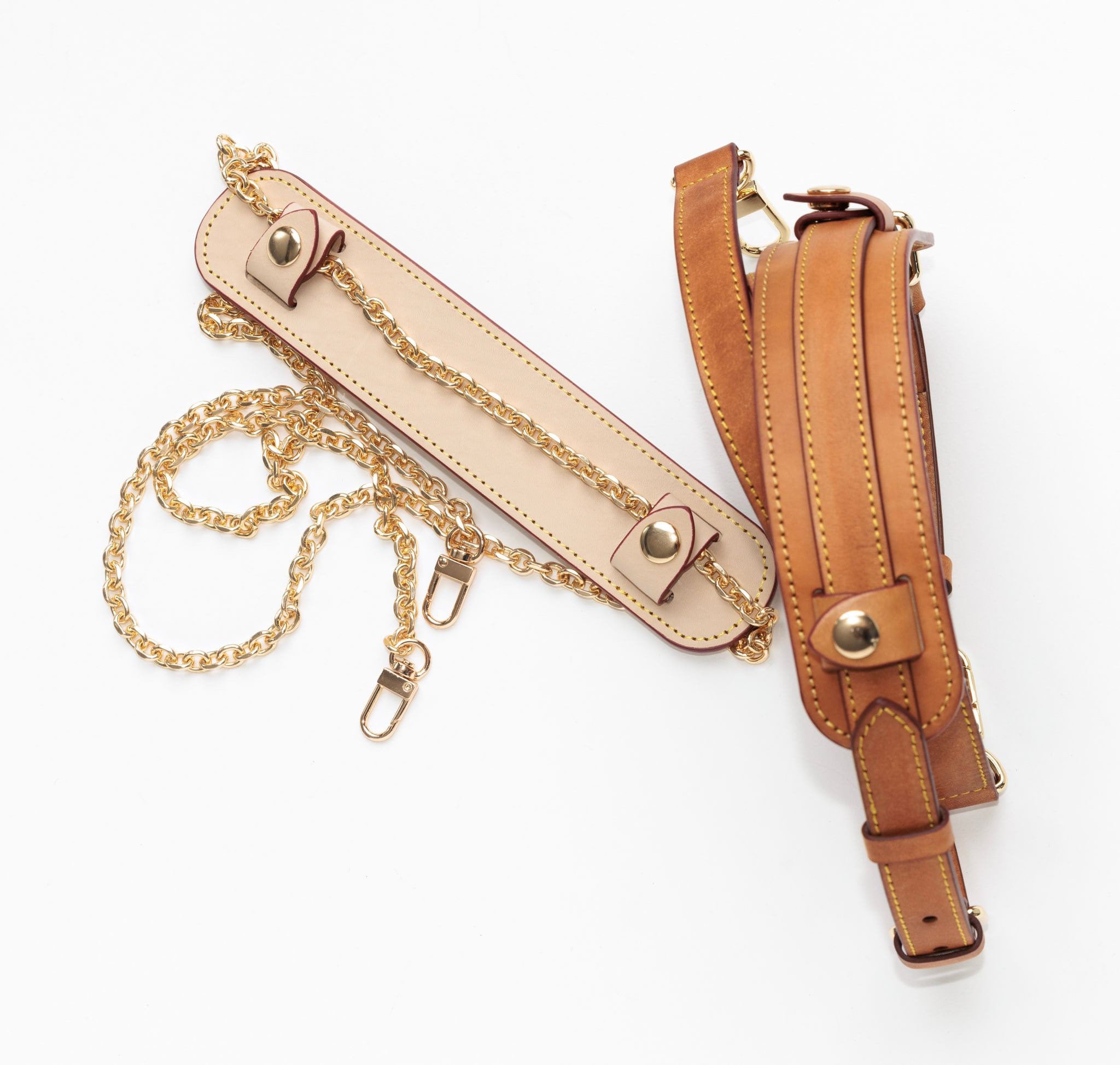 Crossbody Vachetta Leather Strap For lv Bag Shoulder Pad Vintage Honey  Patina