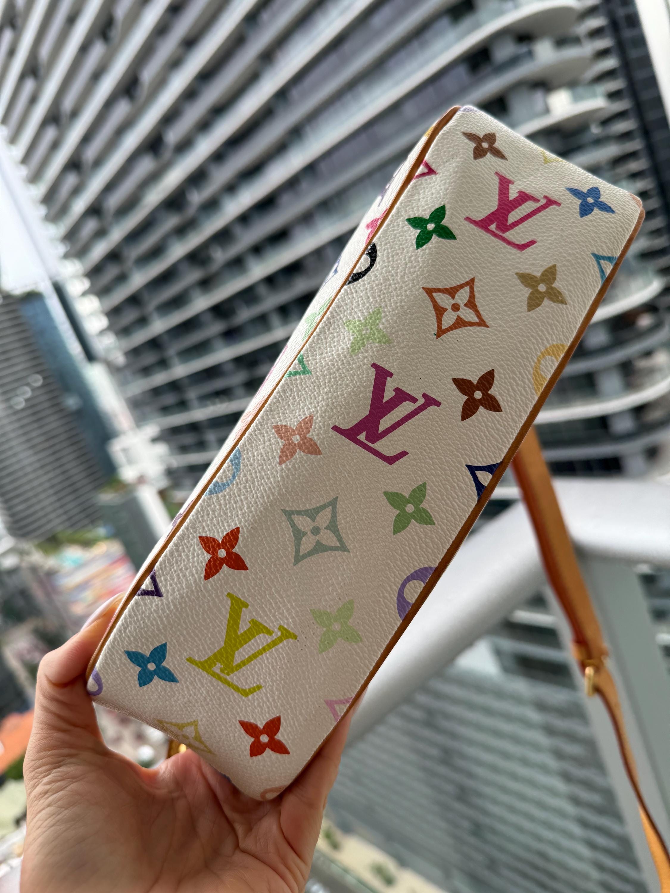 LOUIS VUITTON Vintage 2004 LV Murakami Multicolor Canvas Sologne