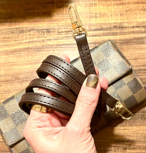Crossbody Strap Replacement - Dark Brown - Ebene -  Real Leather - Handcrafted Crossbody Strap for Pochette - Clutch and Small luxury Purses