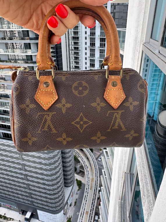Authentic LOUIS VUITTON Mini Speedy Handbag Monogram Canvas Brown