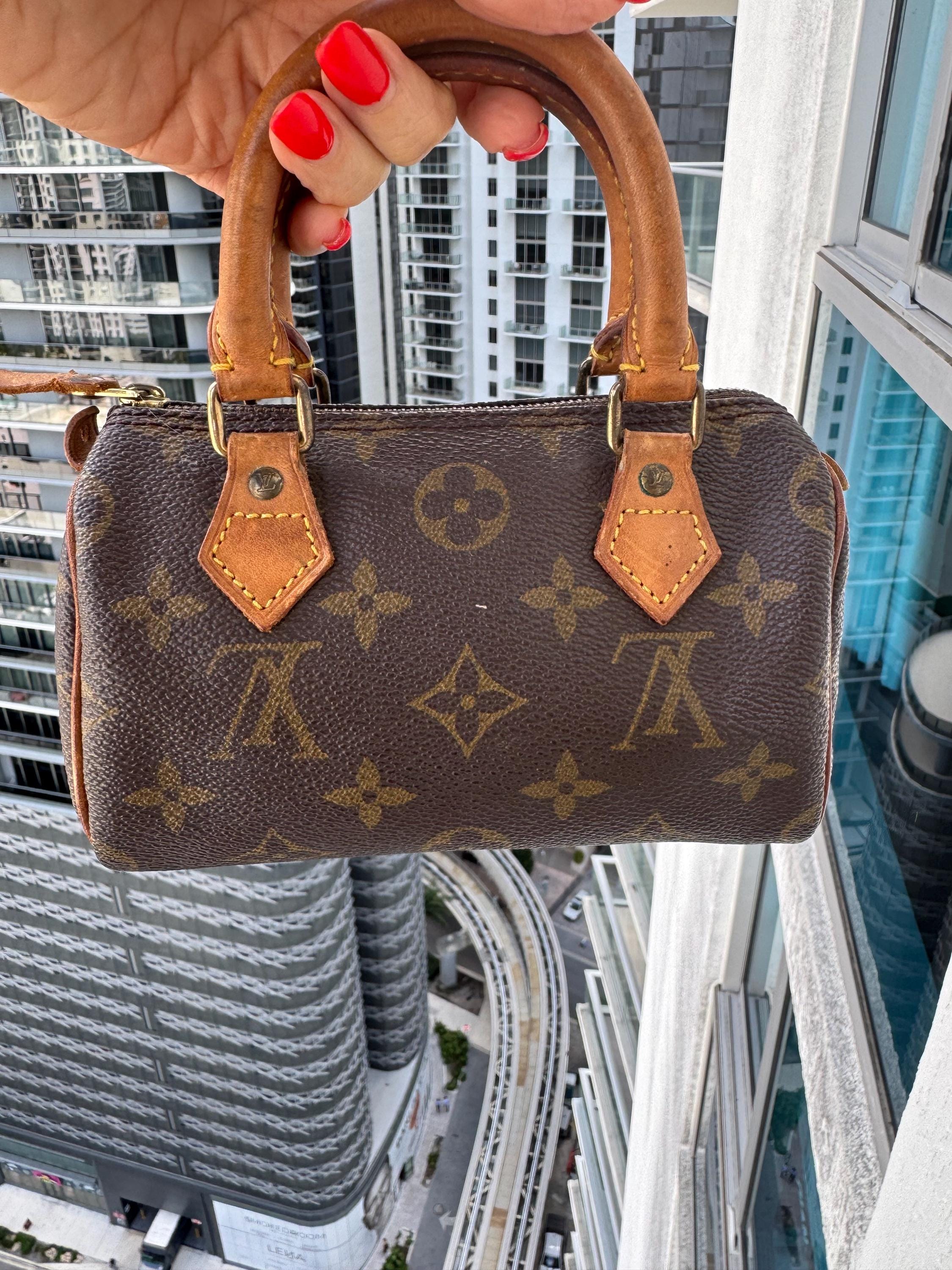 Authentic LOUIS VUITTON Mini Speedy Handbag Monogram Canvas Brown