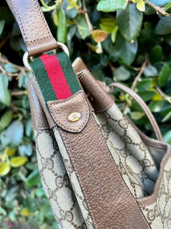 GUCCI Authentic Sherry Line Bucket Bag Rare Canvas Vintage