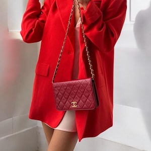 CHANEL Vintage 1992 ~ 1994 Rotes Lammleder Gesteppte Klappe Klassische Schultertasche - Made in Frankreich. 10/10 Zustand. 24k vergoldete Hardware