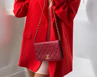 CHANEL Vintage 1992~1994 Red Lambskin Quilted Flap Classic Shoulder Bag- Made in France. 10/10 Condition. 24k Gold Plated Hardware
