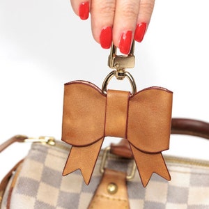 Leather LV Hair Bow in Brown - Shop By Designer - - Bows Posh