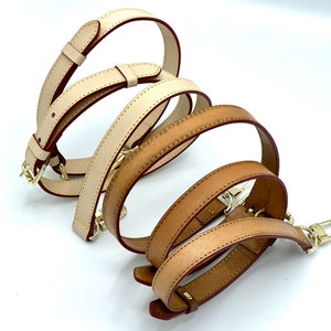 Adjustable Crossbody or Shoulder Strap Replacement - Natural Vachetta Leather or Custom Honey Tanning Handmade Patina - 48&quot; or 34&quot; - STRAP
