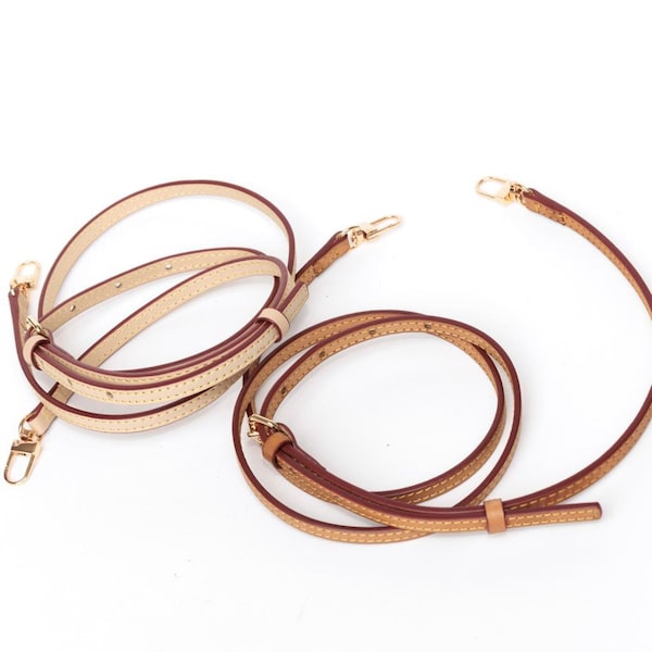 3/8” 10mm Crossbody Strap Replacement Adjustable 40-49”Natural Vachetta Leather or Honey Patina -For Pochette Clutch and Small luxury Purses