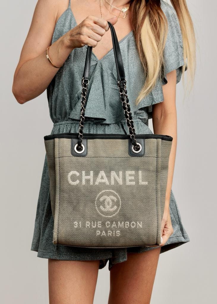 Chanel 2016 Deauville Extra Large Canvas And Leather Tote Bag For