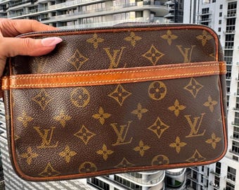 Authentic LOUIS VUITTON 1990 Monogram Canvas Clutch Compiegne 23 Vintage LV Purse - Very Good Condition