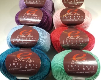 Cozy Soft Chunky Yarn by Ella Rae, Wool Blend Yarn, Bulky Weight Yarn, Knitting Yarn, Crochet Yarn, Craft Yarn, Weaving Yarn