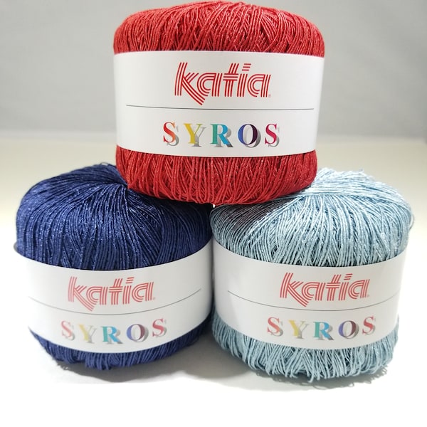 Syros Yarn par Katia, Lace Weight Yarn, Cotton Blend Yarn, Knitting Yarn, Crochet Yarn, Weaving Yarn, Craft Yarn