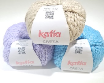 Creta Yarn by Katia, Novelty Yarn, Bulky Weight Yarn, Cotton Blend Yarn, Knitting Yarn, Crochet Yarn, Craft Yarn, Weaving Yarn