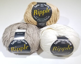 Ripple Yarn by Tahki, Cotton Yarn, Aran Weight Yarn, Textured Yarn, Summer Yarn, Knitting Yarn, Crochet Yarn, Weaving Yarn, Craft Yarn