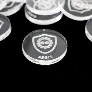 Aegis Tokens Magic The Gathering Acrylic Goad Tokens, EDH, Commander Ability Counters, Marisi, Rani, Baeloth, Shipwrecker, Nelly, Karaziker