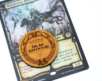 Magic The Gathering "On An Adventure" Coin or Token - Place your Adventure Coin to Identify your Adventure spells - Cherry Veneer - MTG